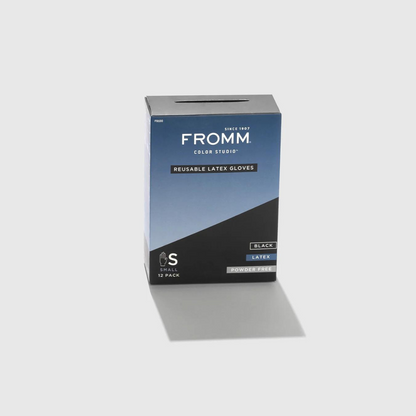 FROMM Reusable Black Latex Gloves 12 Pack