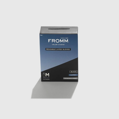 FROMM Reusable Black Latex Gloves 12 Pack