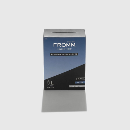 FROMM Reusable Black Latex Gloves 12 Pack