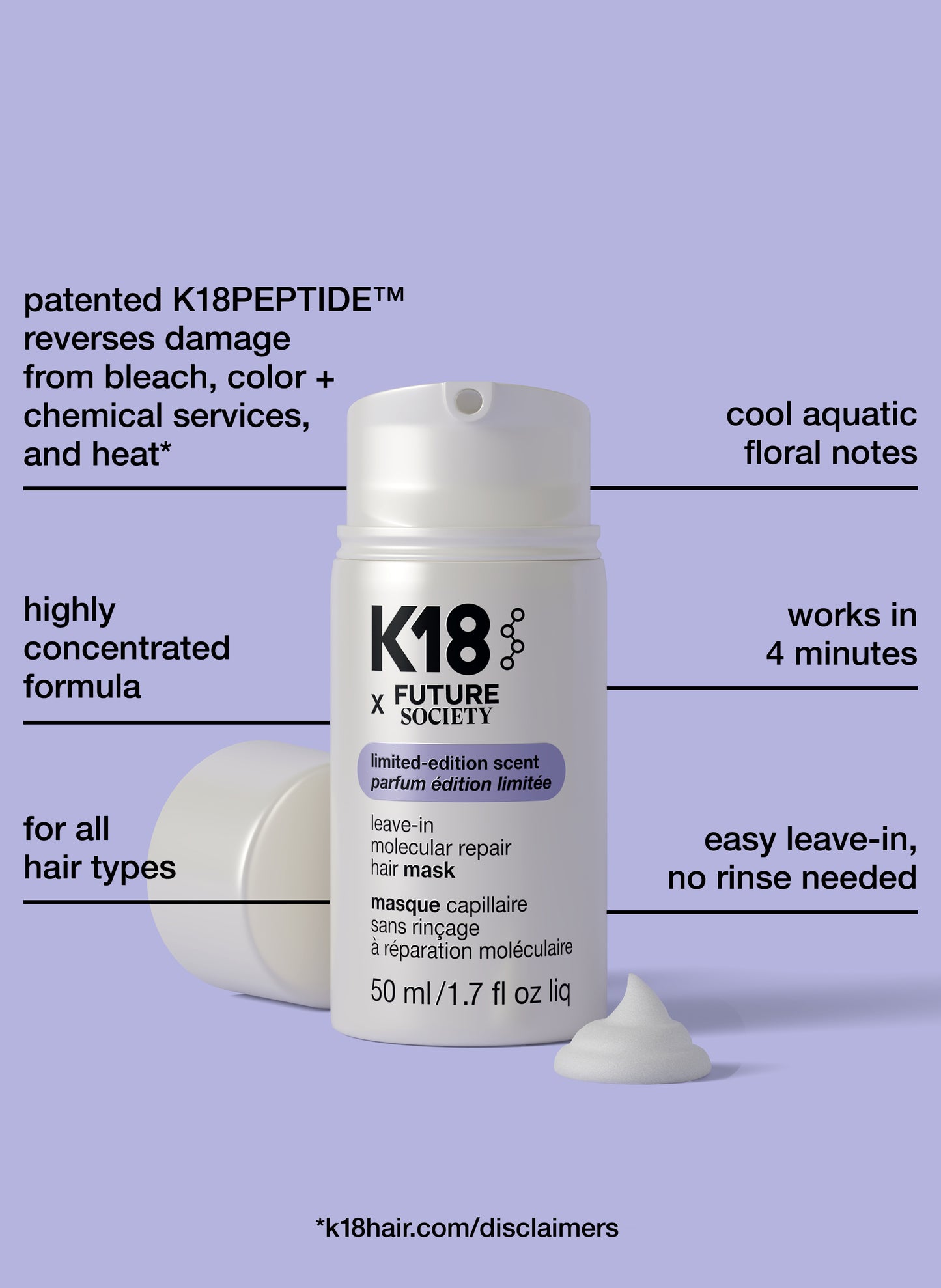 K18 x Future Society Leave-in Molecular Repair Hair Mask 50ml